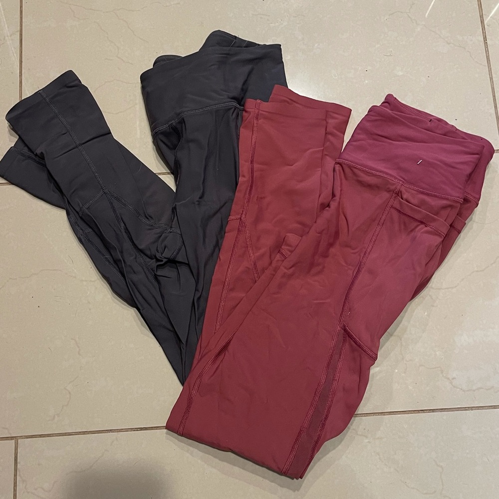 Victoria’s Secret Sport Workout Legging Grey and Pink Set with Pockets